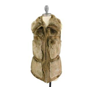 RLZ Size XS Brown Lined Hook Front Faux Fur Vest Warm Cozy